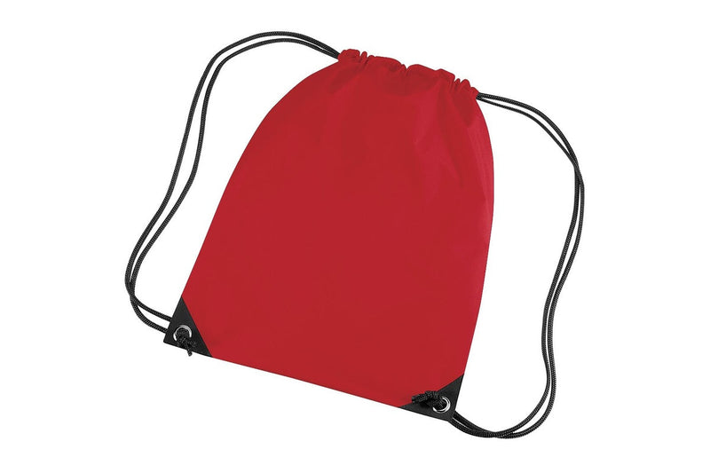 Bagbase Premium Gymsac Water Resistant Bag (11 Litres) (Pack Of 2) (Classic Red) (One Size)