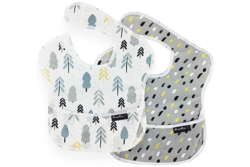 Mum 2 Mum: Waterproof Bibs 2 Pack - Trees/Brushstrokes (Birth - 3 Years)