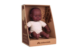 Miniland Soft Body Doll African 32cm Lifelike Kids Fun Pretend Play Toy 10m+