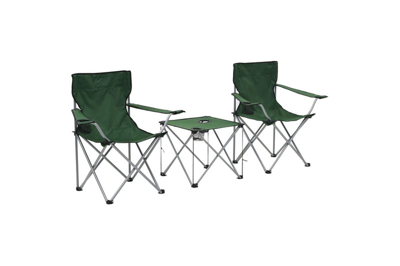 Camping Table and Chair Set 3 Pieces Green vidaXL