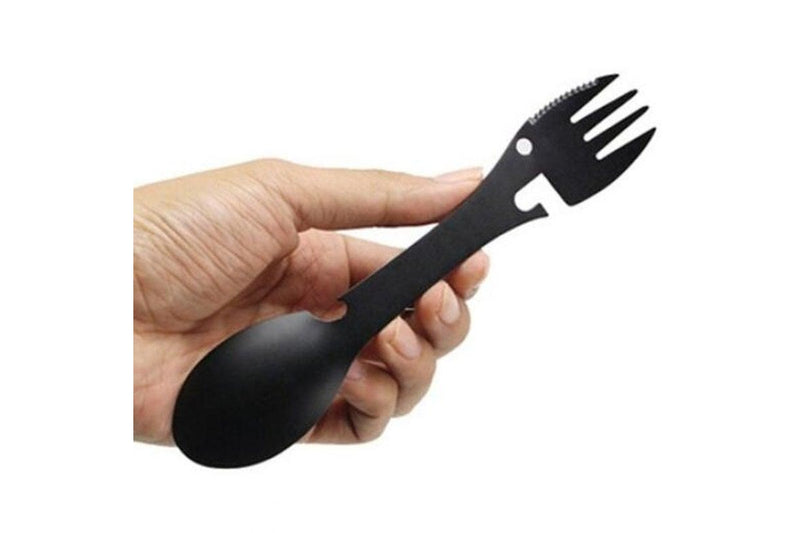 Multifunctional Stainless Steel Fork And Spoon Black Camping Cooking Utensils