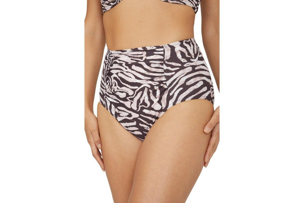 Gorgeous Womens/Ladies Zebra Print High Waist Bikini Bottoms (Pink/Brown) (12 UK)