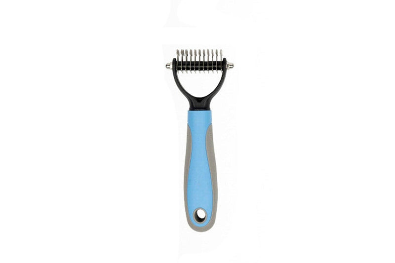 Ozstock 1Pcs Pet Cat Dog Double-sided Knotted Comb Stainless Steel Brush Cleaning Tool blue small