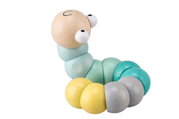 Kaper Kidz Calm & Breezy Wooden Jointed Worm Olive Children's Play Toy 10m+