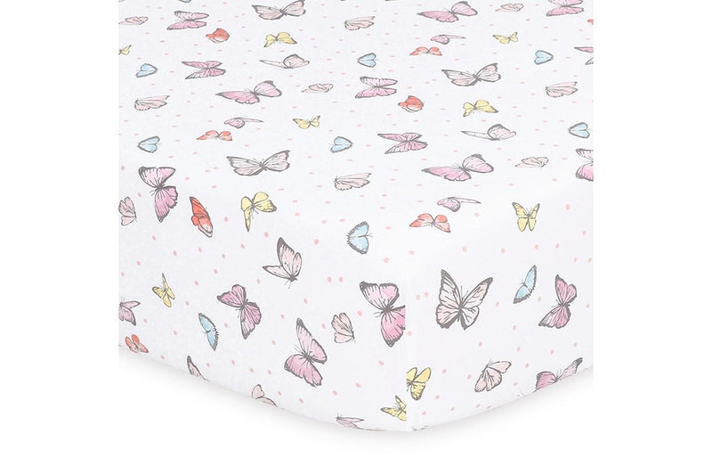 2x The Peanutshell Whisper Butterfly Size Cot Fitted Sheet Baby Nursery Decor