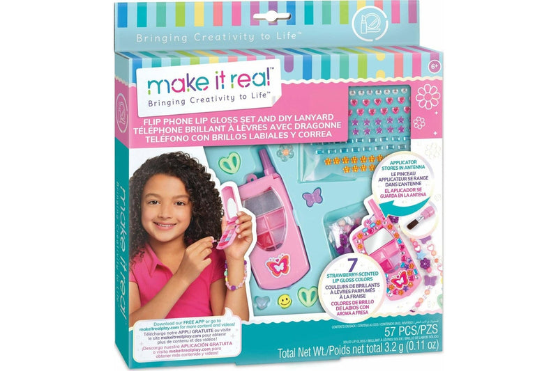 Make It Real: Flip Phone Lip Gloss Set & Lanyard