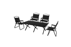 Levede Folding Camping Table Chair Set Black