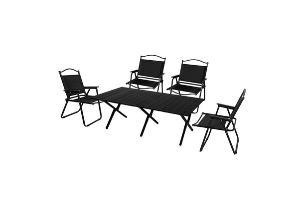 Levede Folding Camping Table Chair Set Black