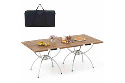 Costway Set of 2 Folding Camping Table Extendable Picnic Table Aluminum Frame w/Carrying Bag