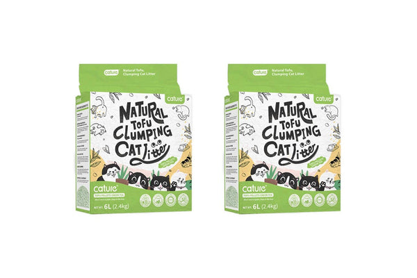 2x Cature 6L 2.4kg Natural Tofu Clumping Cat Litter Pellets Green Tea Flushable