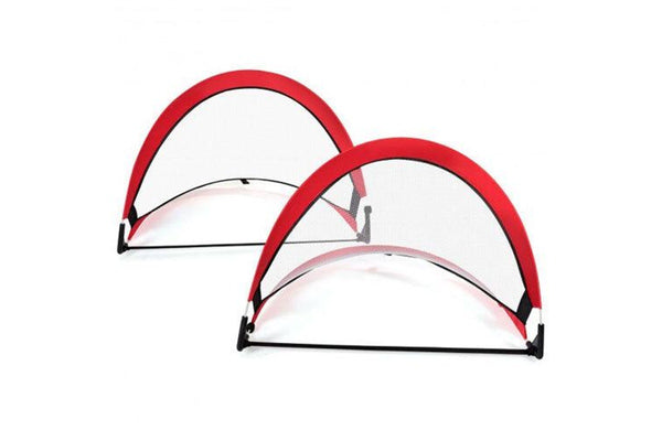 Samba 4ft Round Pop Up Goal Pair Outdoor Sports Training Soccer Football Net Red