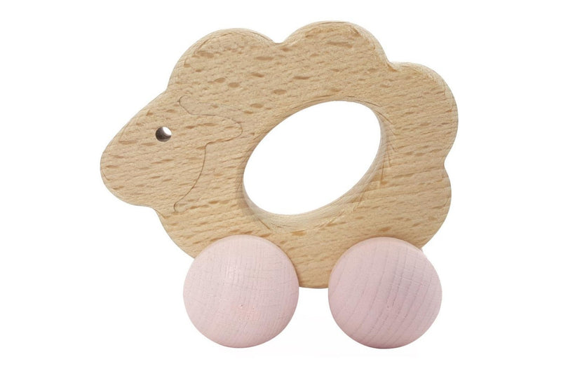 Hess Spielzeug Wooden Rolli Sheep Play Fun Toy Baby Children 10m+ Natural Pink