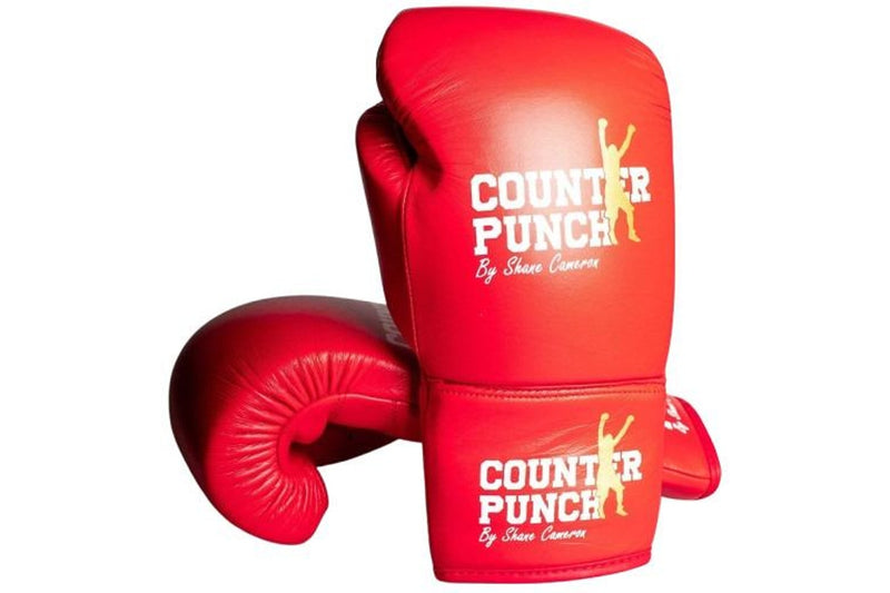 Counterpunch Premium Leather Pro Lace-Up Gloves - Red - 8oz