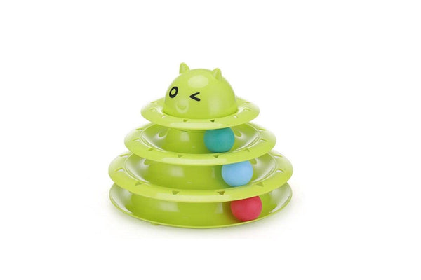 Interactive Cat Toy 3 Layer Circle Track With Moving Balls Turntable And Feather Intellectual Sports Cat Toys