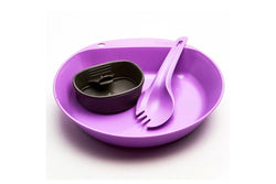 Wildo 27cm Pathfinder Kit Outdoor Meal Plate Cup Cutlery Spork Picnic Set Lilac