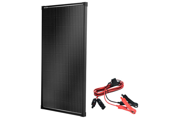 100W Solar Panel Fixed + MC4 to Alligator Clip Connector