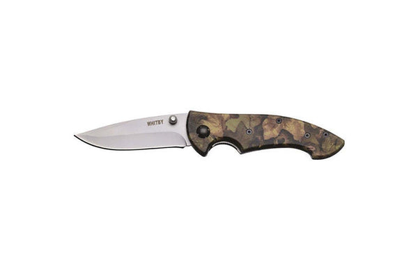 Whitby Knives Survival Camping SS Pocket Lock Knife Camo Handle - 3'' Blade