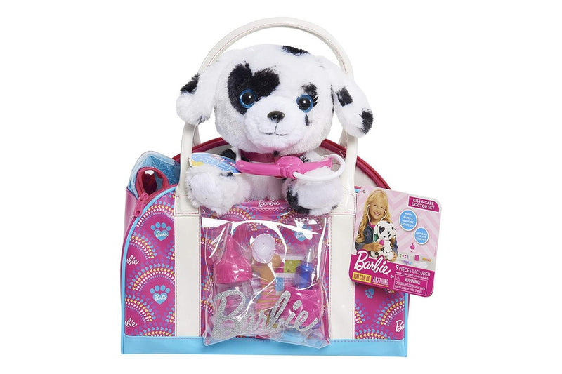 9pc Barbie Hug & Kiss Vet Kids Interactive Pretend Role Play Dog Toy Set Bag 3+