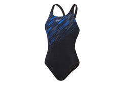 Speedo Womens/Ladies Hyperboom Placement Muscleback One Piece Swimsuit (Black/Blue) (34 in)