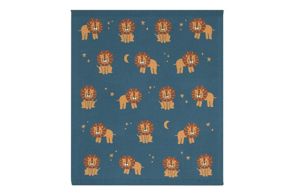 Living Textiles Whimsical 85cm Cotton Baby Blanket Pram Comforter Lion Navy