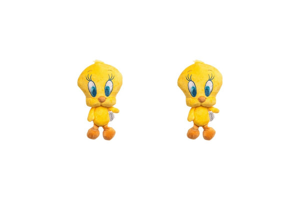 2x Looney Tunes Tweety Soft Plush Squeaking Dog Interactive Play Toy 20cm Yellow