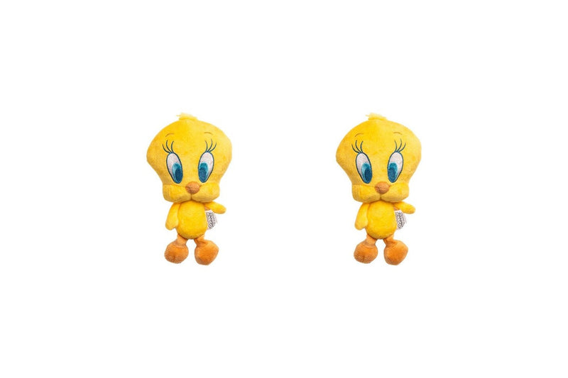 2x Looney Tunes Tweety Soft Plush Squeaking Dog Interactive Play Toy 20cm Yellow