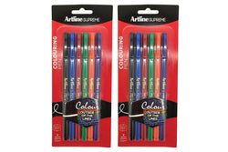 2x 6pc Artline Supreme 0.6mm Colouring Draw Pens School Office Assorted Colours