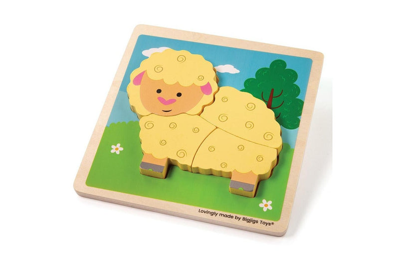 4pc Bigjigs Toys 15cm Chunky Lift Out Puzzle Sheep Kids Wooden Sensory Toy 10m+