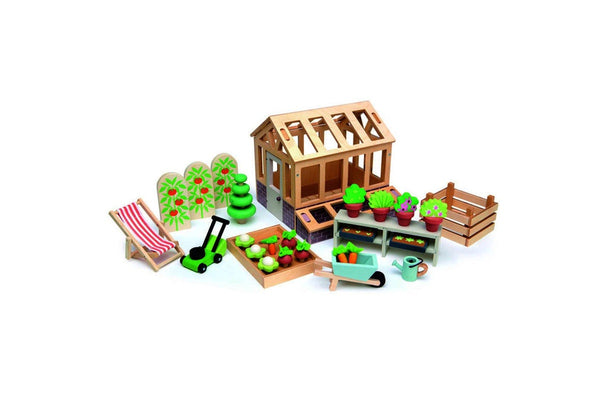 Tender Leaf Toys 48cm Greenhouse w Garden Wooden Toy Set Kids Children 3y+