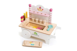 Tender Leaf Toys 37.5cm Push Along Ice Cream Cart Wood Toy Role-Play Set Kids 3+