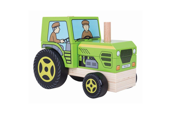 Bigjigs Toys 17cm Wooden Stacking Tractor Kids Children Educational Toy 12m+