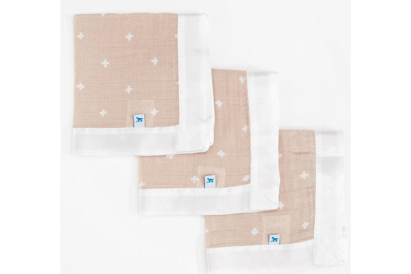 Little Unicorn: Muslin Security Blanket - Taupe Cross (3 Pack)