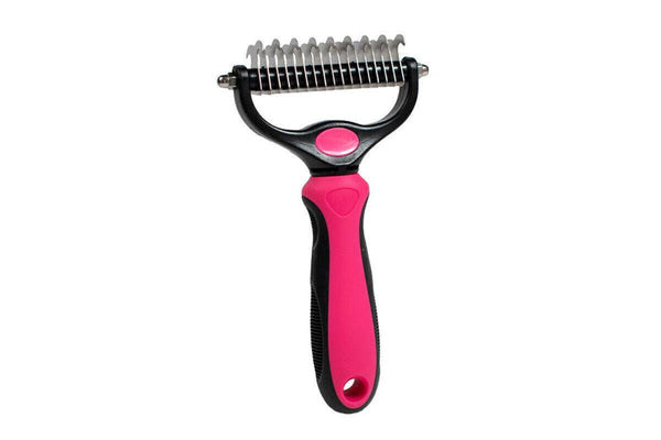 Ozstock Pet Dog Cat Grooming Comb Brush Undercoat Rake Dematting Deshedding Trimmer Pink