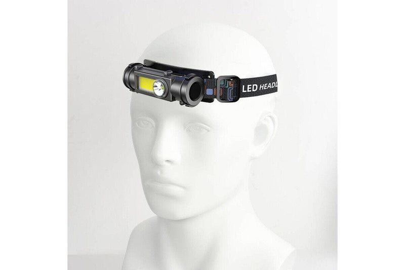 Costcom 4Pcs Head Torch LED Headlight COB Camping Headlamp USB Rechargeable Flashlight