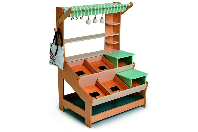 Tender Leaf Toys 57cm General Store Stand Wooden Toy Pretend Play Set Kids 3y+