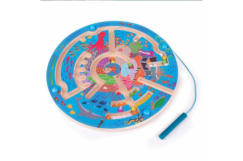 Bigjigs Toys 22.5cm Aquatic Maze Puzzle Kids Children Wooden Fun Play Toy 3y+