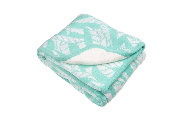 Playgro Fauna Friends Reversible Cot Baby Nursery Blanket Mint White 0m+