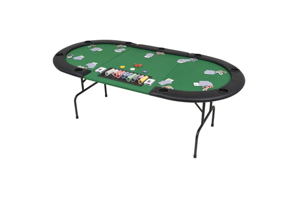 9 Player Folding Poker Table 3 Oval Green Camping Tables