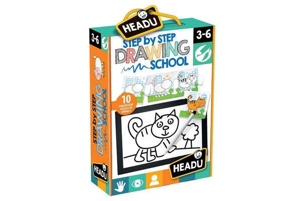 Headu Step By Step Drawing School Kids Fun Learning Activity Puzzle Kit 3-6y