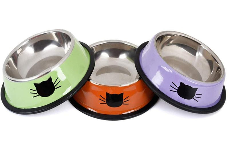 Stainless Steel Pet Bowl Set - Assorted Colours (3-Piece Set)