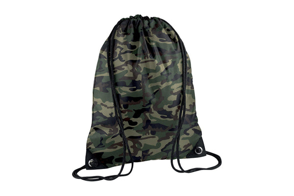 Bagbase Premium Gymsac Water Resistant Bag (11 Litres) (Pack Of 2) (Jungle Camo) (One Size)