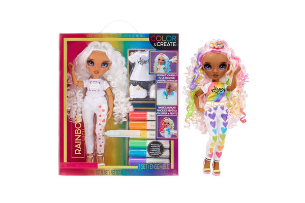 Rainbow High DIY Color & Create Purple Eyes Fashion Colouring Doll w Markers 4+