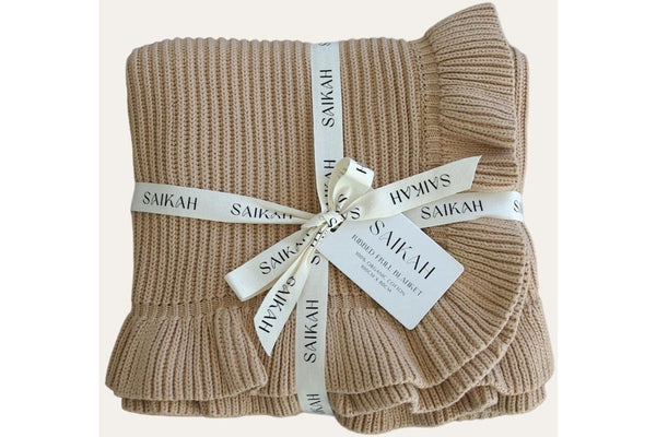 Saikah: Ribbed Frill Blanket - Mocha