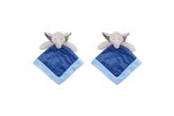 2x Peanutshell Little Peanut Baby Security Blanket w Elephant Plush 31x31cm Blue