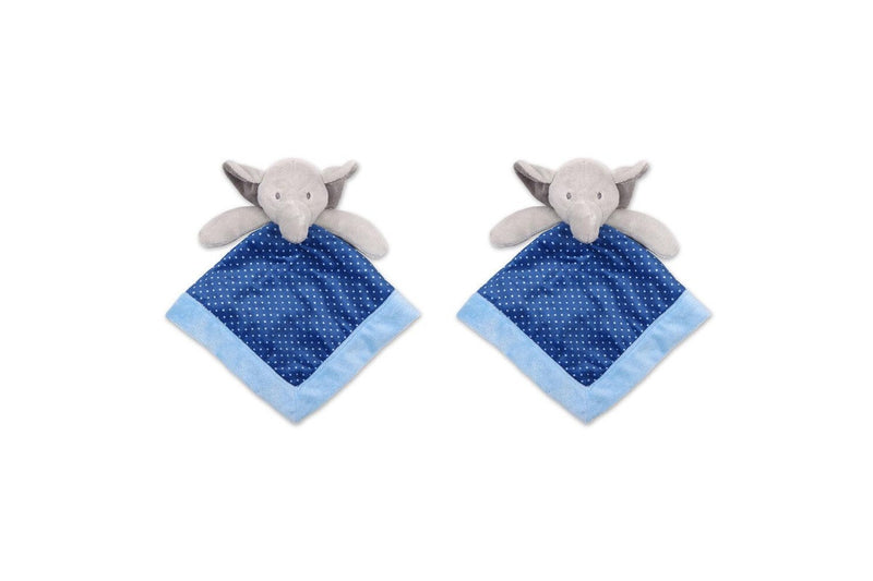 2x Peanutshell Little Peanut Baby Security Blanket w Elephant Plush 31x31cm Blue