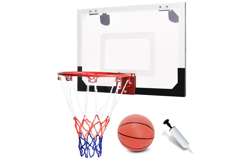 Costway Mini Basketball Hoop Backboard Door Mounted Basketball Ring System Nets Indoor Adults Toy w/Pump