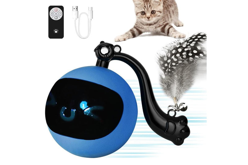 PETSWOL Interactive Cat Toy Ball with Remote Control - Blue