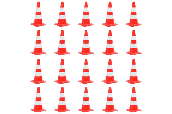 Reflective Traffic Cones 20 pcs Red and White 50 cm vidaXL