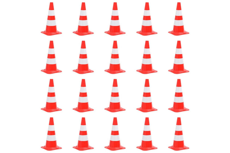 Reflective Traffic Cones 20 pcs Red and White 50 cm vidaXL