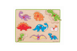 9pc Bigjigs Toys 30cm Lift Out Puzzle Dinosaurs Kids Wooden Learning Toy 3y+